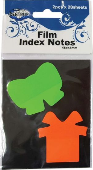 Poza cu Index adeziv 2 culori neon pe blister, 4 forme a cate 20 de pagini pe fiecare forma. Dimensiune 45 x 45mm.