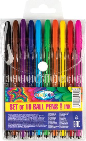 Poza cu Set de 10 pixuri colorate, mina 1.0mm, ambalaj PVC.  NOU!!