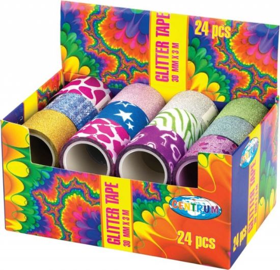 Poza cu Banda decorativa cu GLITTER dimensiune 30mm x 3.9m, in display de carton. NOU!!