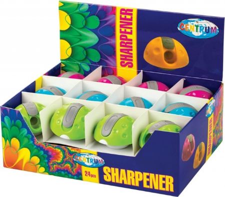 Poza cu Ascutitoare metalica cu container de plastic, forma rotund si grip de cauciuc. 24buc/display. NOU!!