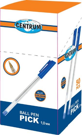 Poza cu Pix cu corp transparent, mina albastra, 1.0mm. Display de carton 50buc/cut. NOU!!