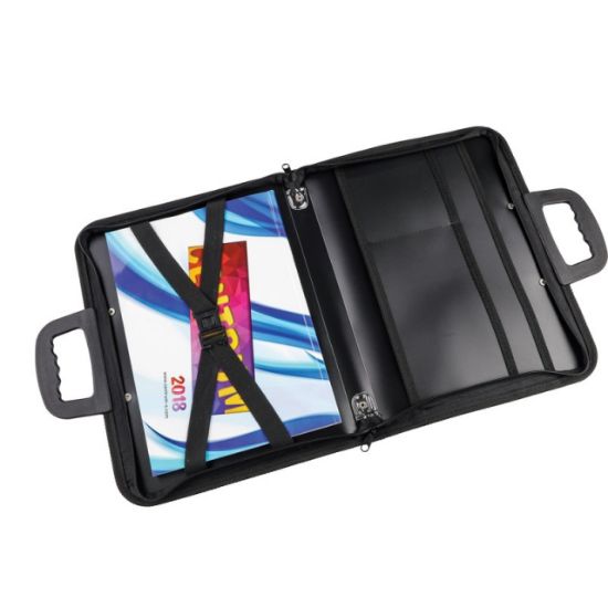 Poza cu Servieta plastic A4 cu marginile cusute. Interior cu multiple compartimente. Dimensiune 350 x 265 x 30mm. NOU!!