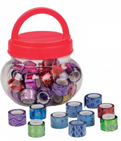 Poza cu Banda adeziva decorativa cu glitter, dimensiune 12mm x 1m. 40buc/borcan.