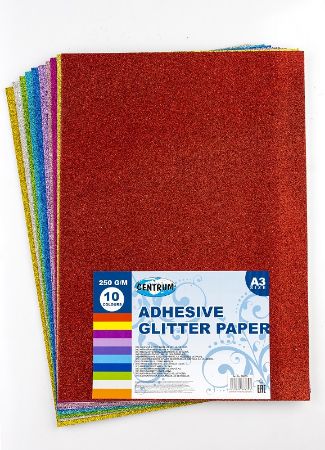 Poza cu Carton colorat, dimensiune A3, glittera. 10 culori. 250g/m