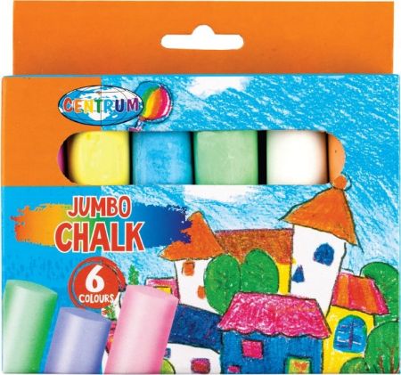 Poza cu Creta de asfalt JUMBO, dimensiune de 105mm, diametrul de 24mm. 6 culori pe pachet.