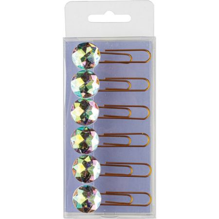 Poza cu Clips pentru hartie cu piatra acrilica, dimensiune 50mm. 6buc/blister.