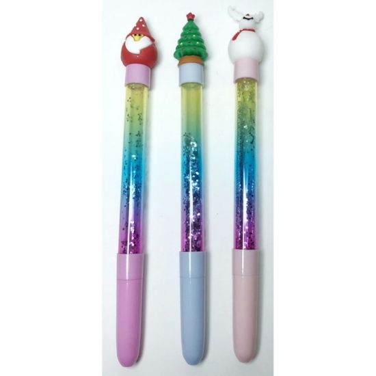 Poza cu Pix cu mina  albastra, mina cu ulei 0.7mm. modele asortate de Craciun (Om de zapada, Brad, Mos Craciun) 24buc/display