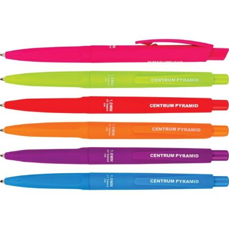 Poza cu Pix cu mecanism PYRAMID, mina pe baza de ulei, dimensiune mina 1.0mm. Corp color mina albastra. 36buc/display
