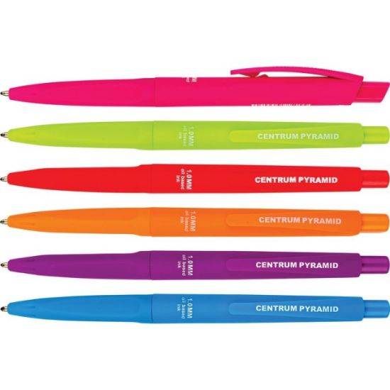 Poza cu Pix cu mecanism PYRAMID, mina pe baza de ulei, dimensiune mina 1.0mm. Corp color mina albastra. 36buc/display