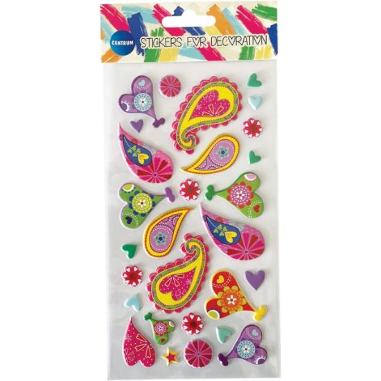 Poza cu Stickere decorative pufoase modele inimioare, fluturasi,  30x50mm si 40x50mm, pagina de 19x10cm.