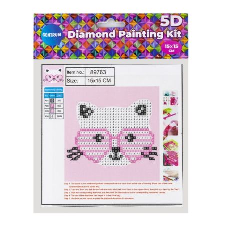 Poza cu Kit mozaic cu pietre acrilice, dimensiune 150 x 150 mm. Model pisicuta.