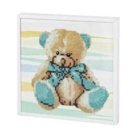 Poza cu Kit mozaic cu pietre acrilice cu rama de lemn, dimensiune 200 x 200 mm. Model ursulet.