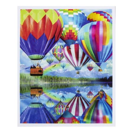 Poza cu Panza de pictura pe numere, include 18 culori acrylice, 3 pensule si 2 carlige, dimensiune  40x50 cm,  model BALOANE CU AER CALD.