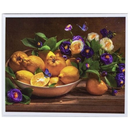 Poza cu Panza de pictura pe numere, include 18 culori acrylice, 3 pensule si 2 carlige, dimensiune  40x50 cm,  model GUTUI SI LAMAI.