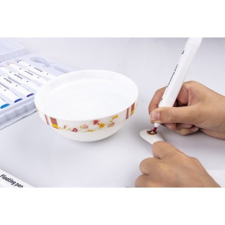 Poza cu Carioci cu 2 capete, cerneala  magica care pluteste pe apa. 12culori pe set