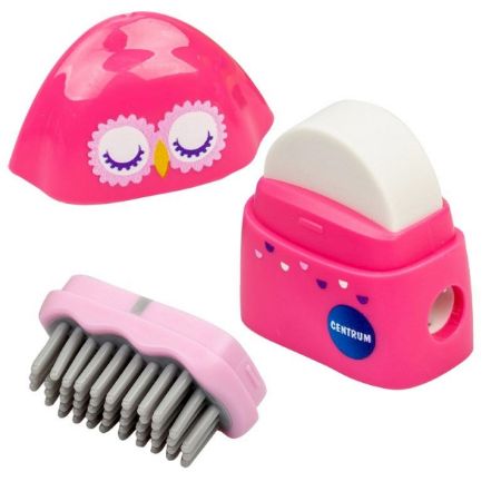 Poza cu Ascutitoare cu container, dubla, radiera si burete pentru sters guma,  modele amuzante. 24buc/display.