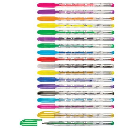 Poza cu Set de 18 pixuri cu gel colorate, METALLIC -amp;GLITTER -amp;NEON. Mina de 1.0mm.