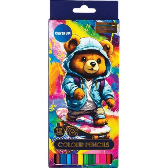 Poza cu Creioane colorate plastic, corp hexagonal, model Castle, 12cul/set