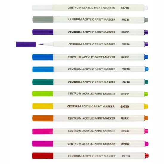 Poza cu Markere pentru pictat acrilice, 12 culori pe set.
