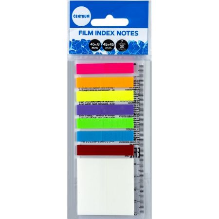 Poza cu Index NEON autoadeziv plastic 45 x  8mm 160 file + Notes 45 x 45mm + Rigla 12cm