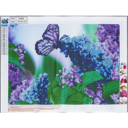 Poza cu Kit mozaic cu pietre acrilice pe canvas 30x40 cm Model FLUTURI IN VIE.