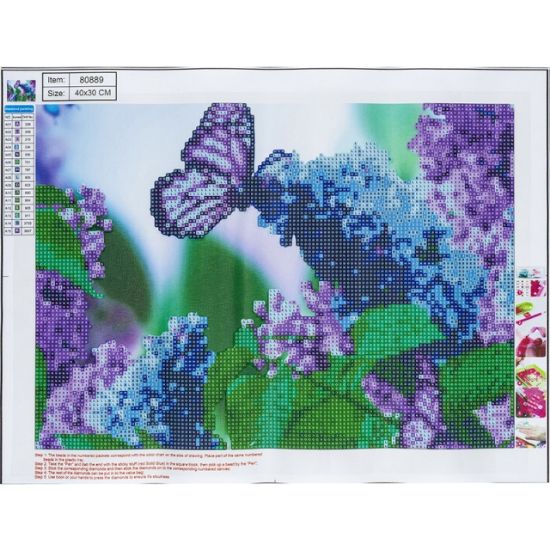 Poza cu Kit mozaic cu pietre acrilice pe canvas 30x40 cm Model FLUTURI IN VIE.