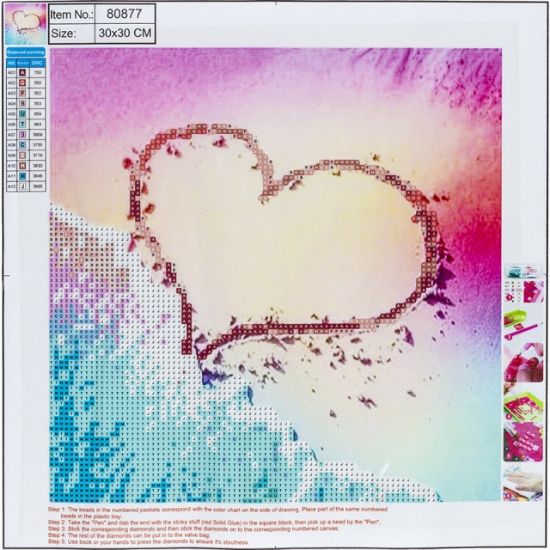 Poza cu Kit mozaic cu pietre acrilice pe canvas 30x30 cm model INIMA