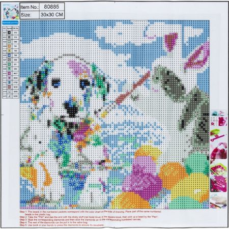 Poza cu Kit mozaic cu pietre acrilice pe canvas 30x30 cm Model CATELUS CU FRUCTE.