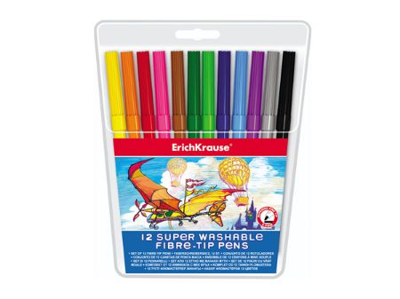 Poza cu Carioci super lavabile cu varf de pensula. 12 culori pe set.