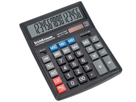 Poza cu Calculator 16 digiti DC-777-16N, solar, tastatura plastic, tasta "00", selector de rotunjire si decimale
