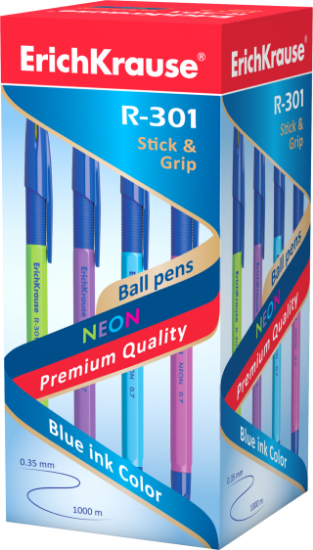 Poza cu Pix cu capac ventilat R-301 NEON, 0.7 mm, albastru, (50buc/cutie)