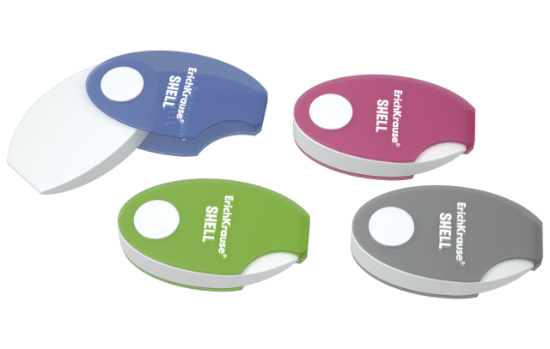 Poza cu Radiera moale "Dust free" in teaca de plastic deschidere stil briceag, 4 culori , display carton 24 buc