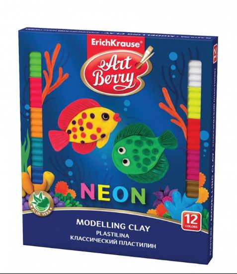 Poza cu Set plastilina modelaj 12cul NEON, cu paleta pentru taiat plastilina inclusa. 324 gr/pachet