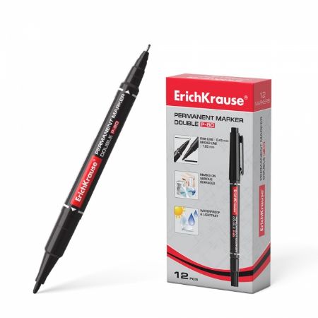 Poza cu Marker permanent culoare rosie cu doua capete, perfect pentru scrierea pe mai multe suprafete mai ales pentru eprubete si Cd -amp; DVD-uri. Durata de viata la raft de 5 ani.