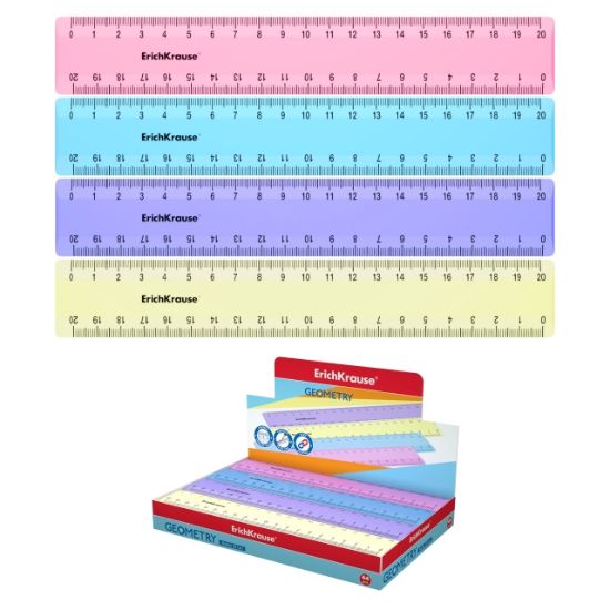 Poza cu Rigla dimensiune 20cm. 4 culori pastelate in display.
