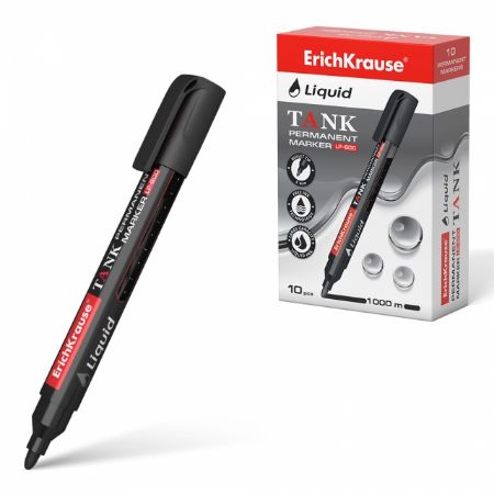 Poza cu Permanent marker culoare scriere negru cu cerneala lichida, model. TANK P-220. 10BUC/CUTIE