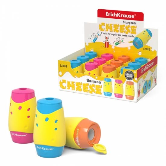 Poza cu Ascutioare dubla pentru ascutit creioane jumbo si normale, container pentru deseuri, 12buc/display.