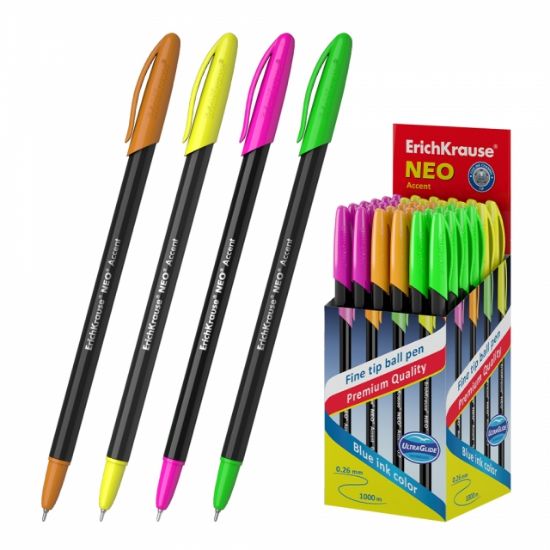 Poza cu Pix cu capac NEO Accent, culoare mina albastra, corp hexagonal, 50buc/display