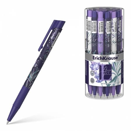 Poza cu Pix cu mecanism si grip de cauciuc Color Touch LAVANDER, culoare mina albastra, mina de 0.7mm, 24buc/borcan