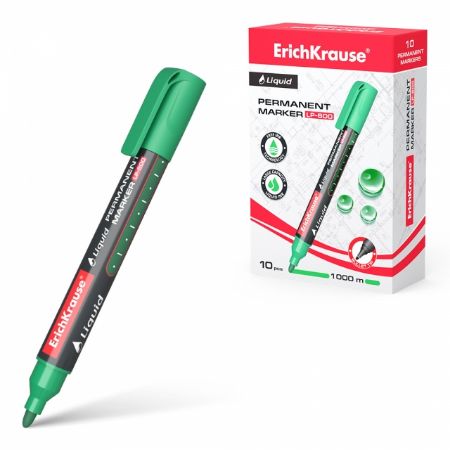 Poza cu Permanent marker culoare scriere verde cu cerneala lichida si fereastra pentru urmarirea cantatitatii de cerneala din rezervor. model.  10BUC/CUTIE