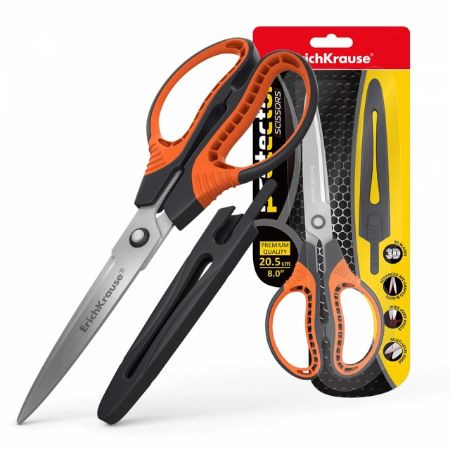 Poza cu Foarfeca cu teaca de protectie a lamei. Dimensiune 20.5cm. Lamelele sunt curbate pentru o eficacitate mai mare la taiere. NOU!!