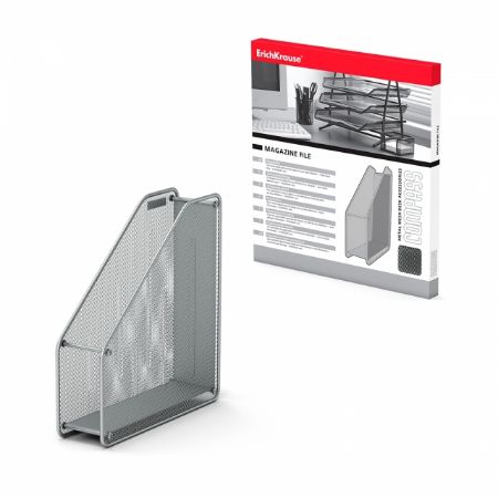 Poza cu Suport vertical, mesh, pentru cataloage, culoare argintiu.