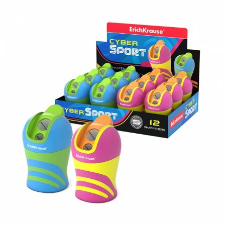 Poza cu Ascutitoare dubla Cyber Sport cu container, grip de cauciuc,  12buc/display.