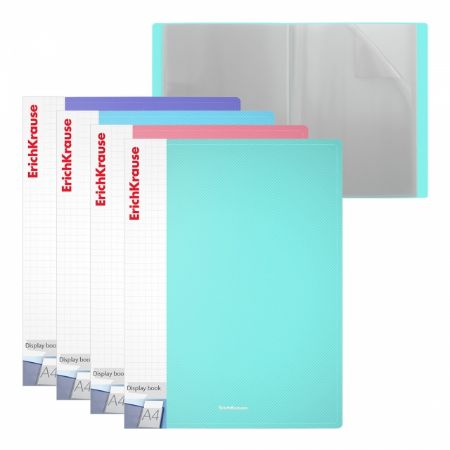 Poza cu Mapa cu 20 de folii, cu buzunar pentru documnte, model Diagonal Pastel, 4 culori asortate pe display.