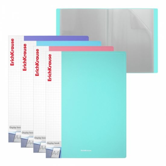 Poza cu Mapa cu 20 de folii, cu buzunar pentru documnte, model Diagonal Pastel, 4 culori asortate pe display.