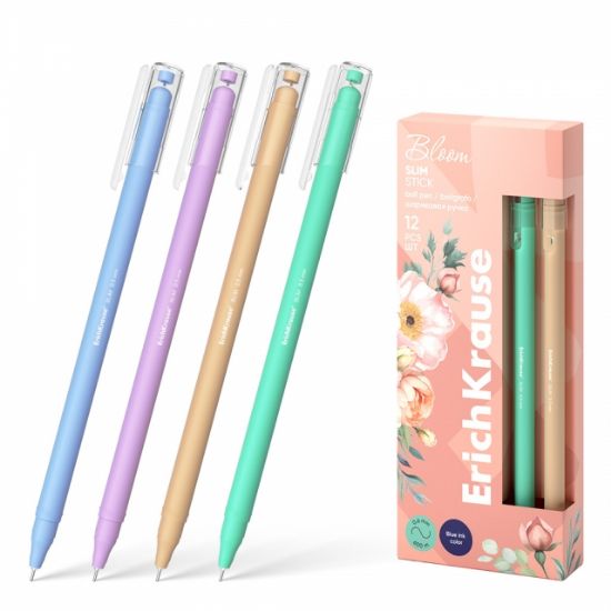 Poza cu Pix Slim Stick PASTEL BLOOM cu mina 0,7mm culoare ALBASTRU