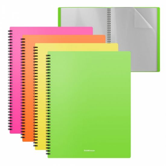 Poza cu Caiet mecanic A4 MATT NEON cu 40 de folii 4 culori asortate