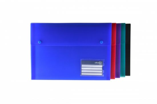 Poza cu Mapa plastic OFFICE BOX A4+, inchidere cu doi butoni,4 separatoare