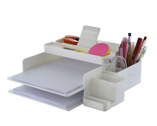 Poza cu Desk Organizer OFFICE BOX  culoare ALB