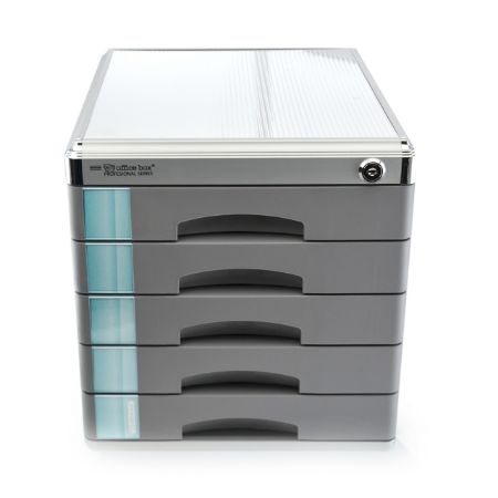 Poza cu Organizator Aluminiu birou  5 sertare 31,5 x 29,8 x 35cm